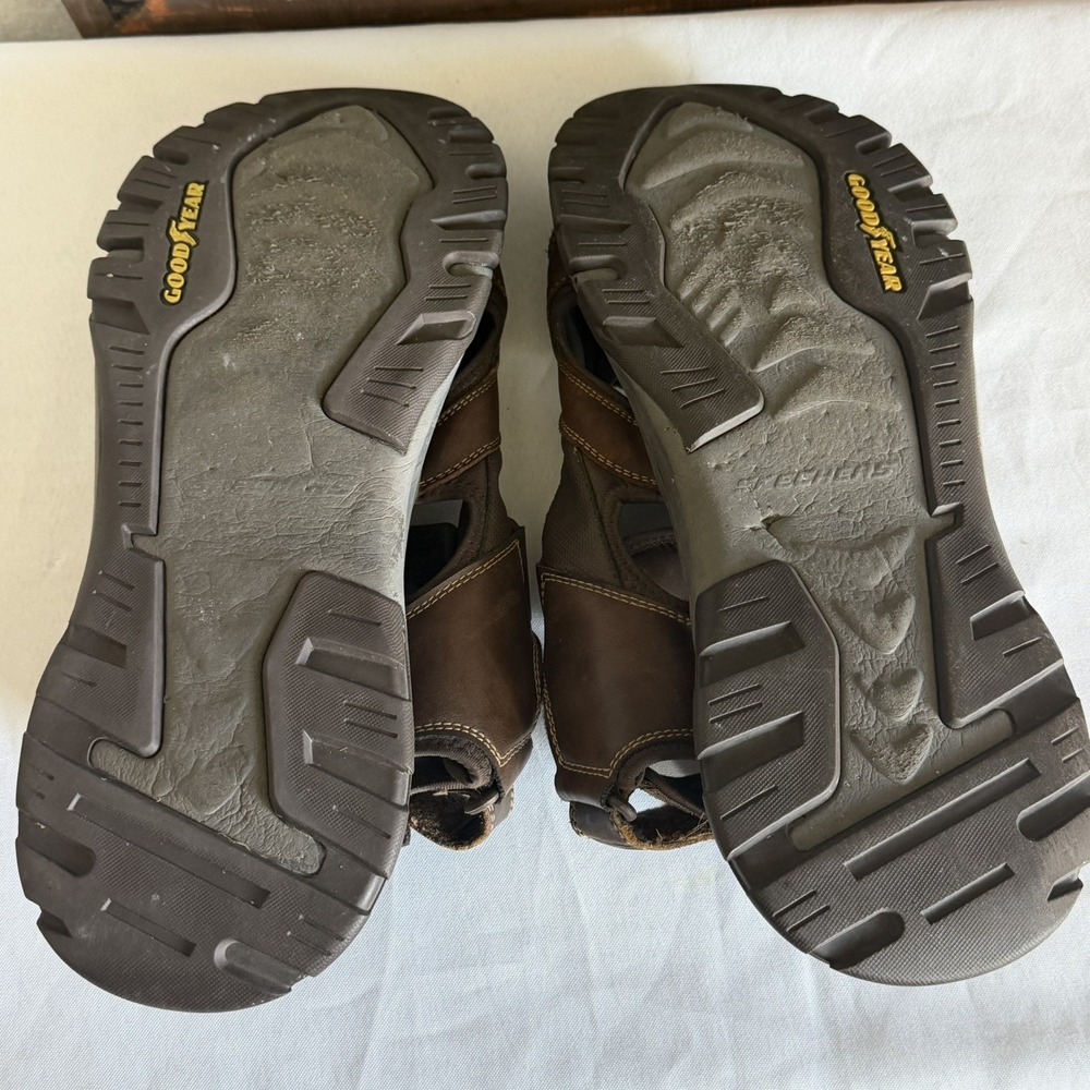 Skechers Brown Leather Hiking Trail Walking Sandals Mens Sz 12 Fisherman Strappy - Picture 3 of 10